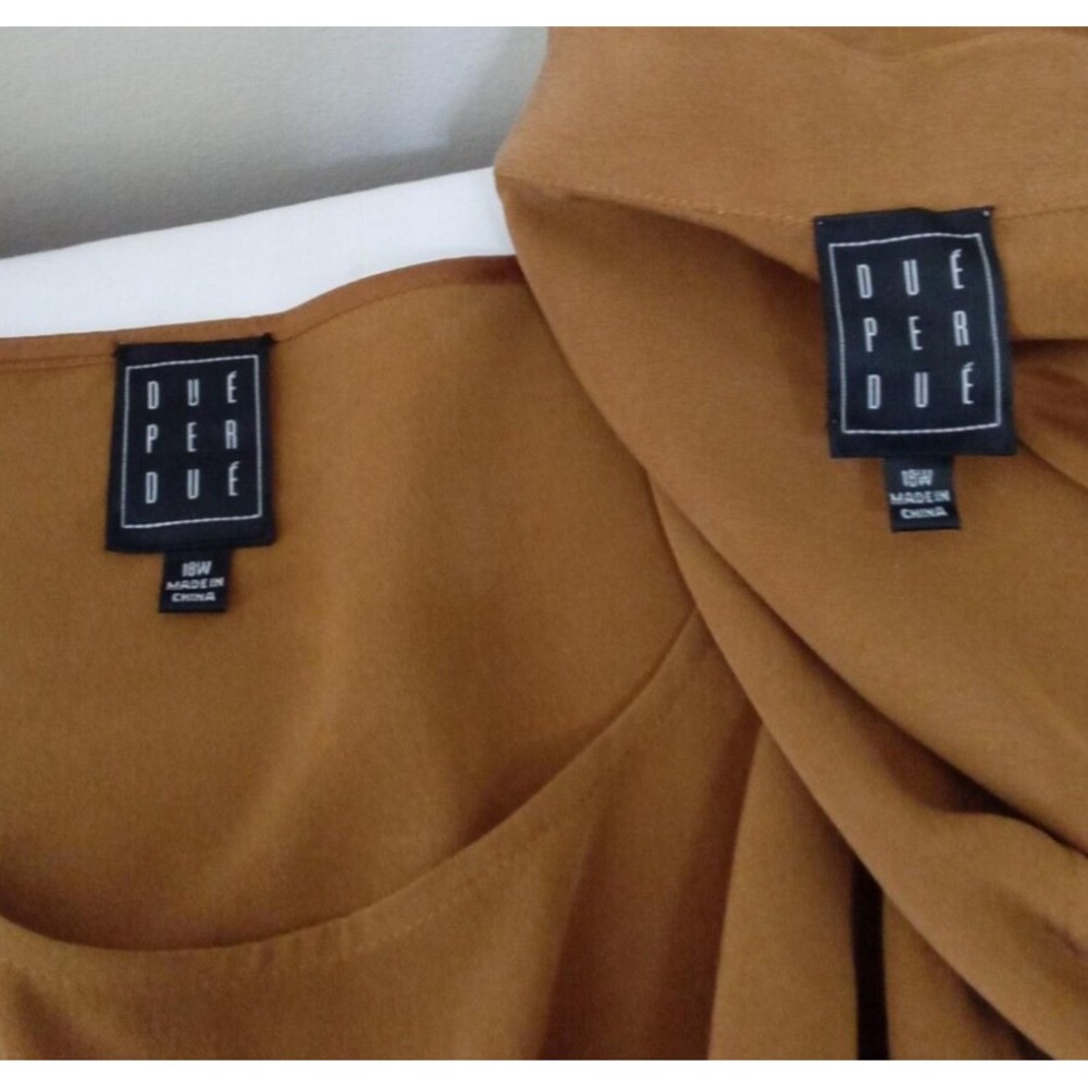 Due Per Due Top 18W Brown Bronze 100% Silk 2 pc Set Shell Shirt Jacket Button - Picture 8 of 8